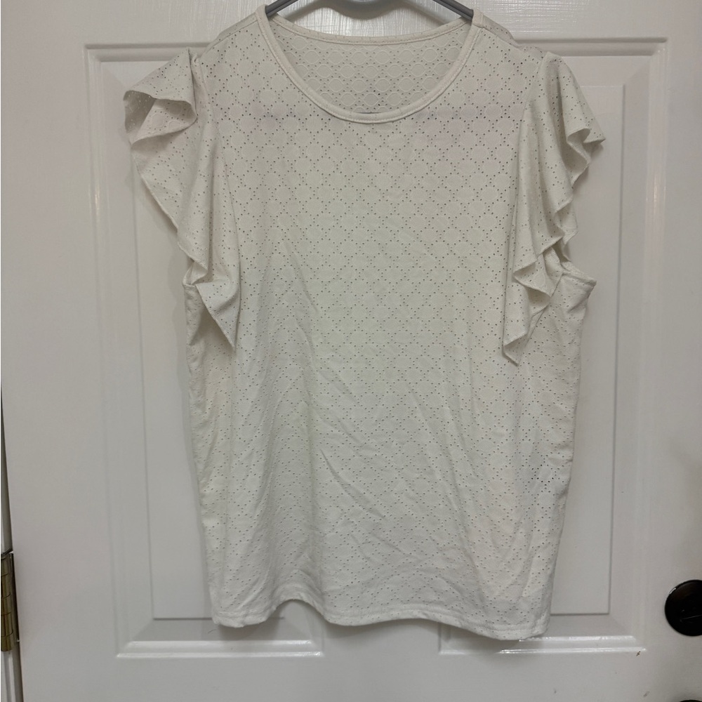 SHEIN White Ruffle Sleeve Blouse